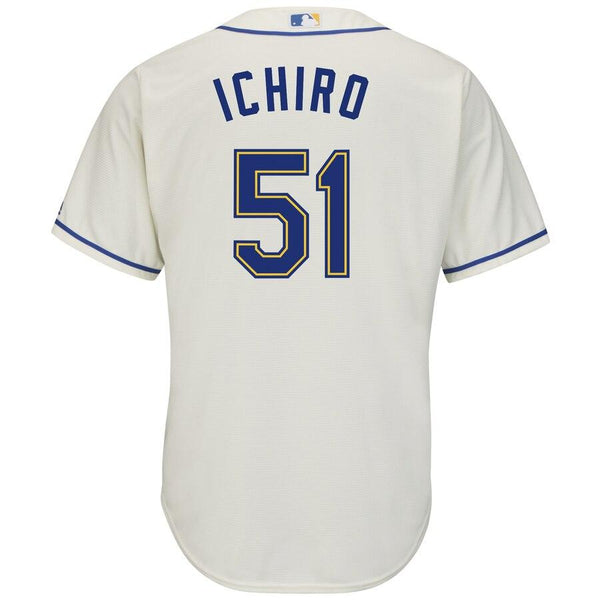 Ichiro Suzuki Seattle Mariners Majestic Official Cool Base Player Jersey – Cream 2019
