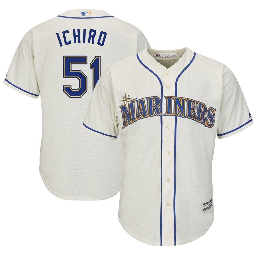 Ichiro Suzuki Seattle Mariners Majestic Official Cool Base Player Jersey – Cream 2019