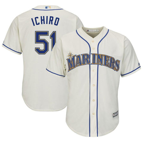 Ichiro Suzuki Seattle Mariners Majestic Official Cool Base Player Jersey – Cream 2019