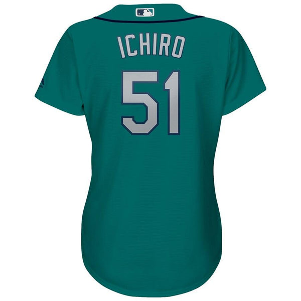 Ichiro Suzuki Seattle Mariners Majestic Women's Cool Base Player Jersey - Aqua 2019