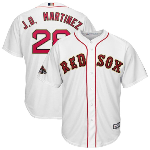 J.D. Martinez Boston Red Sox Majestic 2019 Gold Program Cool Base Player Jersey – White 2019