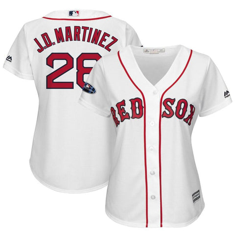 J.D. Martinez Boston Red Sox Majestic Women's Postseason Home Cool Base Player Jersey – White 2019