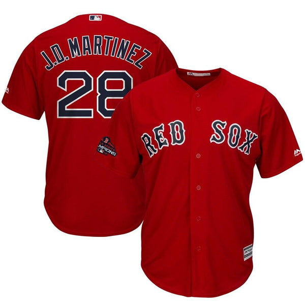 J.D. Martinez Boston Red Sox Majestic World Series Champions Team Logo Player Jersey – Scarlet 2019