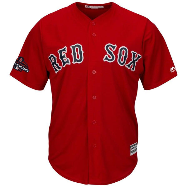 J.D. Martinez Boston Red Sox Majestic World Series Champions Team Logo Player Jersey – Scarlet 2019