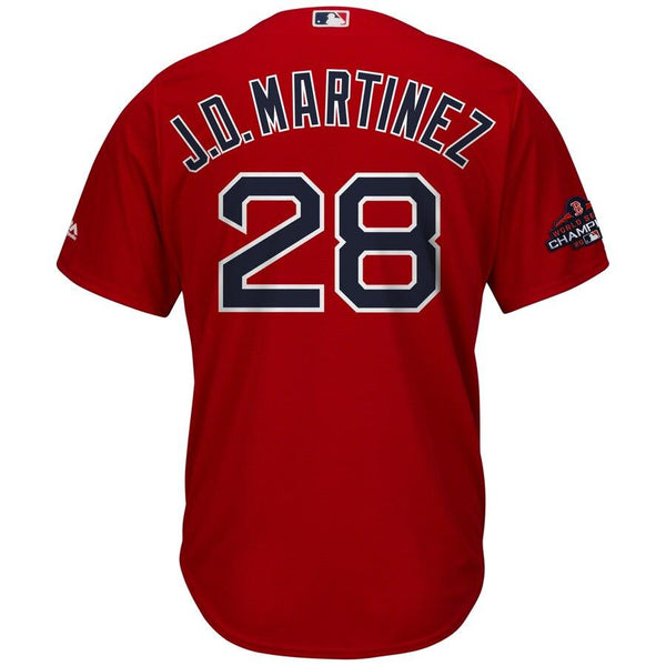 J.D. Martinez Boston Red Sox Majestic World Series Champions Team Logo Player Jersey – Scarlet 2019