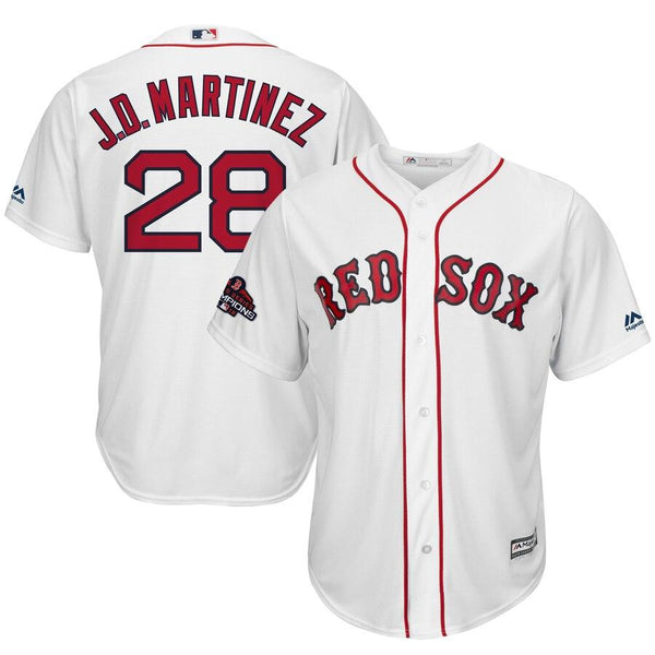 J.D. Martinez Boston Red Sox Majestic World Series Champions Team Logo Player Jersey – White 2019