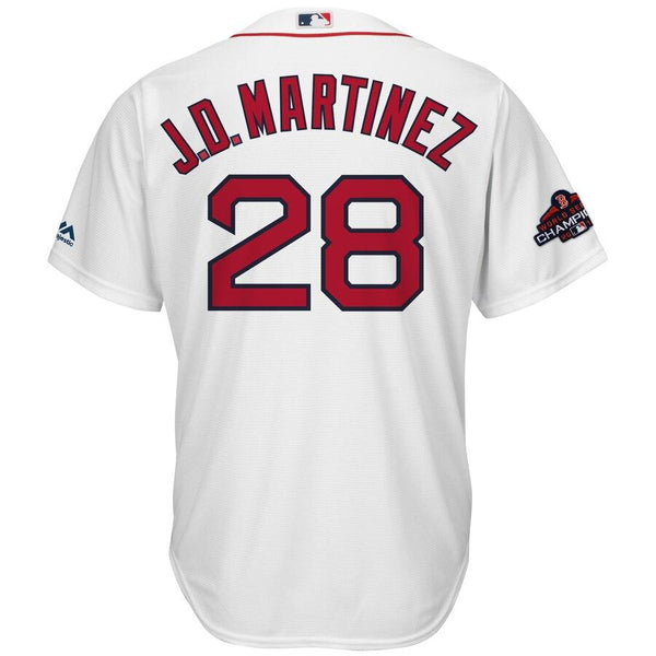J.D. Martinez Boston Red Sox Majestic World Series Champions Team Logo Player Jersey – White 2019