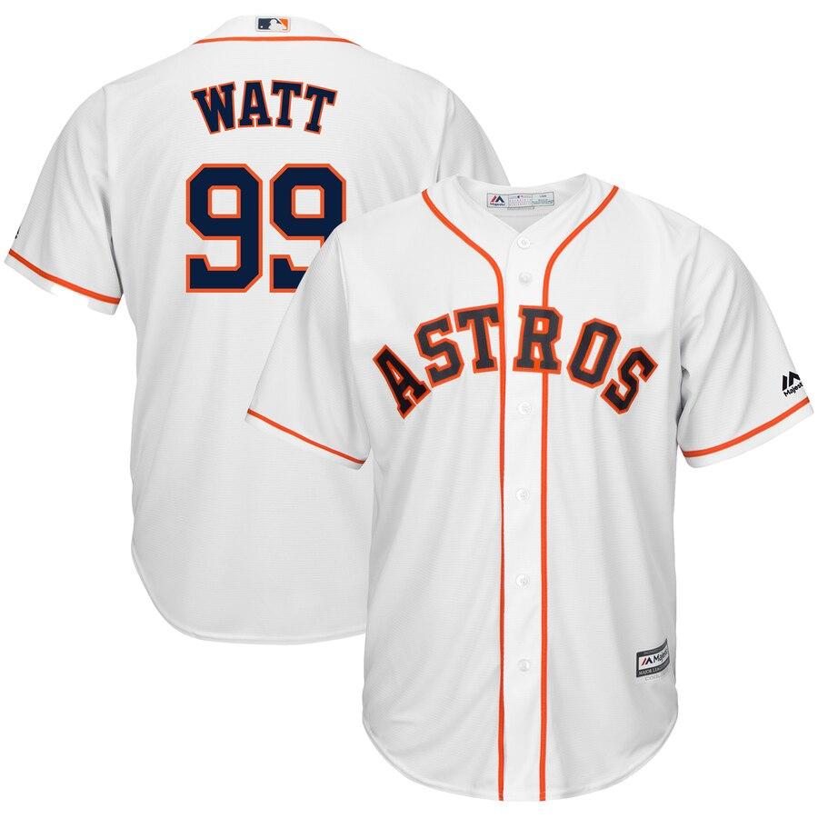 J.J. Watt Houston Astros Majestic NFL x MLB Crossover Cool Base Player Jersey - White 2019