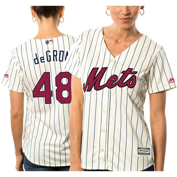 Jacob deGrom New York Mets Majestic Women's Fashion Stars &amp; Stripes Cool Base Player Jersey - White 2019