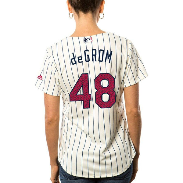 Jacob deGrom New York Mets Majestic Women's Fashion Stars &amp; Stripes Cool Base Player Jersey - White 2019