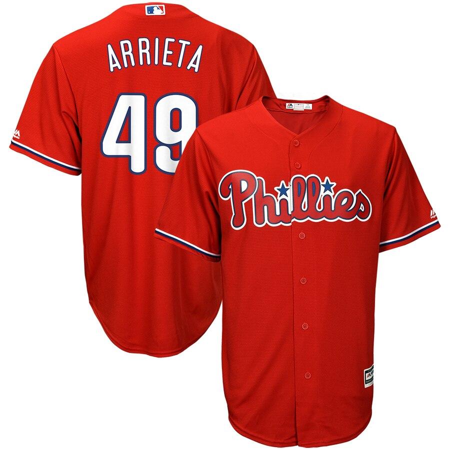 Jake Arrieta Philadelphia Phillies Majestic Fashion Official Cool Base Player Jersey - Scarlet 2019