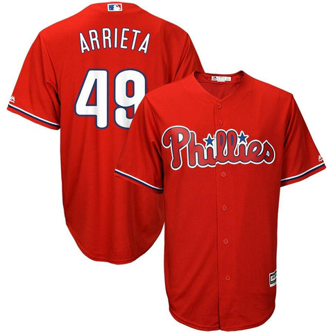 Jake Arrieta Philadelphia Phillies Majestic Fashion Official Cool Base Player Jersey - Scarlet 2019