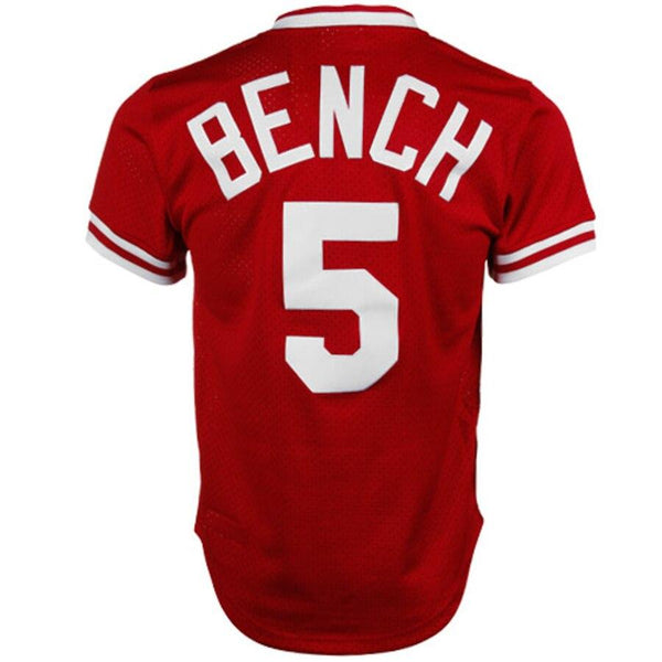 Johnny Bench Cincinnati Reds Mitchell &amp; Ness 1983 Copperstown Collection Mesh Batting Practice Jersey - Red 2019