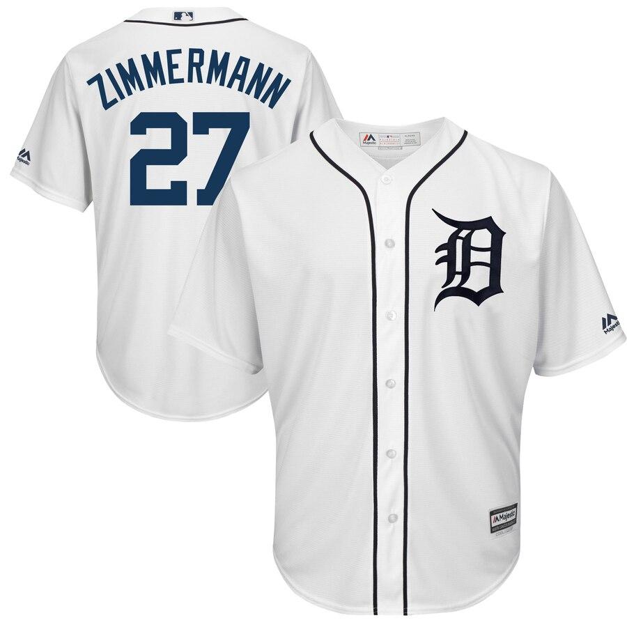Jordan Zimmermann Detroit Tigers Majestic Home Cool Base Player Jersey – White 2019