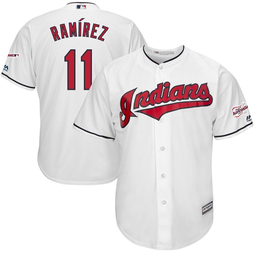 Jose Ramirez Cleveland Indians Majestic Home 2019 All-Star Game Patch Cool Base Player Jersey – White 2019