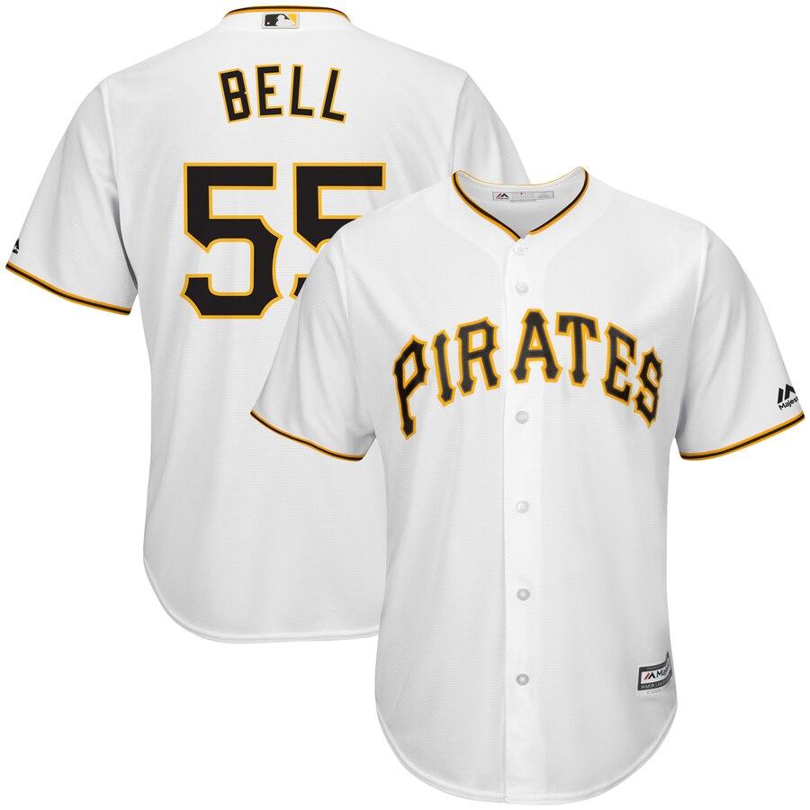 Josh Bell Pittsburgh Pirates Majestic Cool Base Player Replica Jersey – White 2019