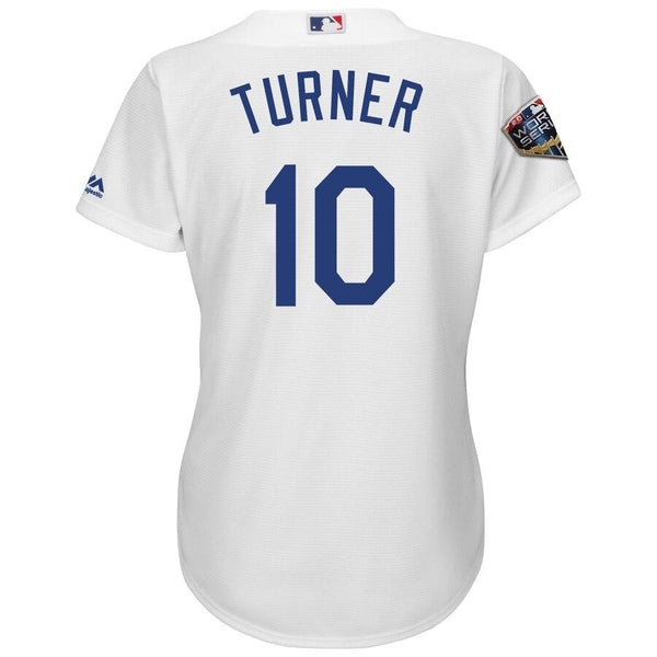 Justin Turner Los Angeles Dodgers Majestic Women's World Series Cool Base Player Jersey – White 2019