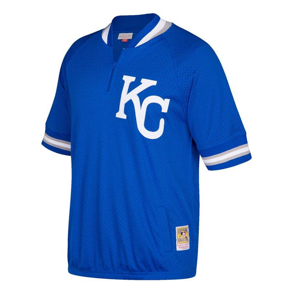 Kansas City Royals Mitchell &amp; Ness Cooperstown Collection Mesh Batting Practice Quarter-Zip Jersey - Royal 2019