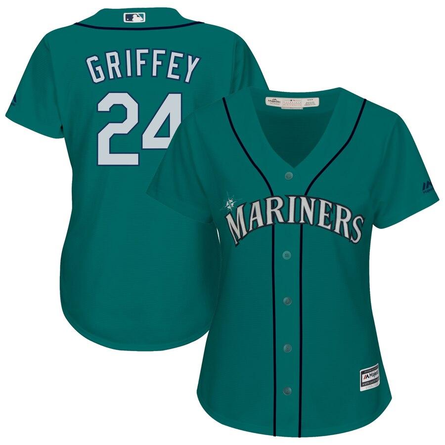 Ken Griffey Jr. Seattle Mariners Majestic Women's Cool Base Player Jersey - Aqua 2019