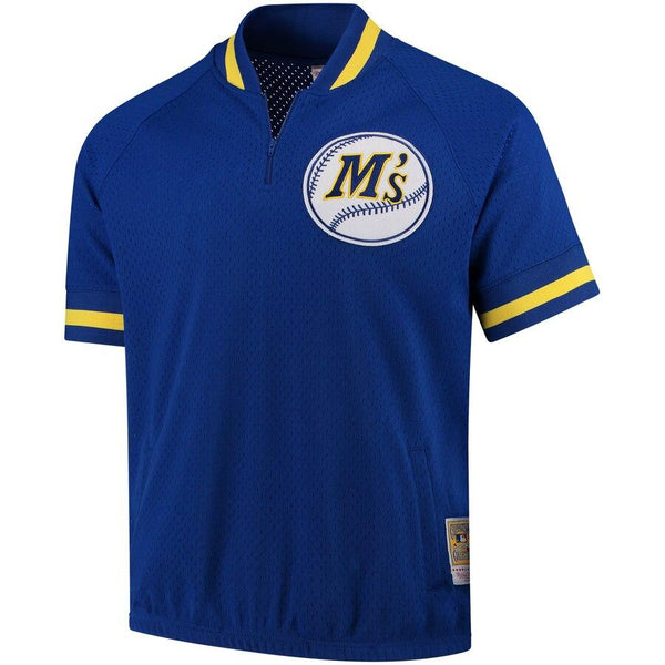 Ken Griffey Jr. Seattle Mariners Mitchell &amp; Ness Cooperstown Collection Mesh Batting Practice Quarter-Zip Jersey - Royal 2019