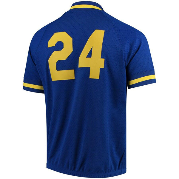 Ken Griffey Jr. Seattle Mariners Mitchell &amp; Ness Cooperstown Collection Mesh Batting Practice Quarter-Zip Jersey - Royal 2019