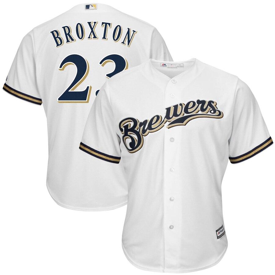 Keon Broxton Milwaukee Brewers Majestic Home Cool Base Replica Player Jersey - White 2019