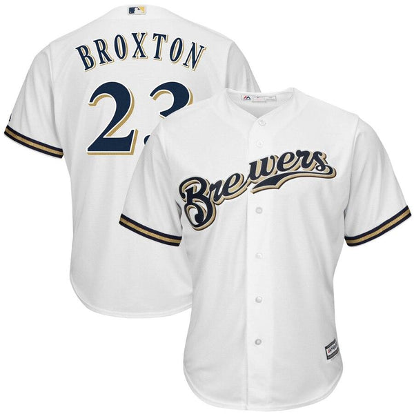 Keon Broxton Milwaukee Brewers Majestic Home Cool Base Replica Player Jersey - White 2019