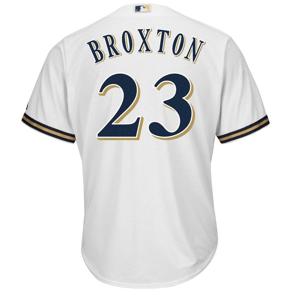 Keon Broxton Milwaukee Brewers Majestic Home Cool Base Replica Player Jersey - White 2019