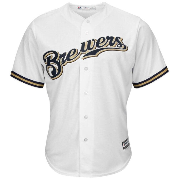 Keon Broxton Milwaukee Brewers Majestic Home Cool Base Replica Player Jersey - White 2019
