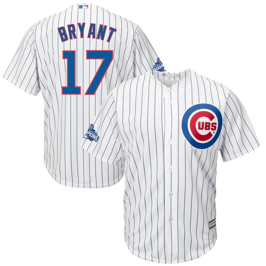 Kris Bryant Chicago Cubs Majestic Home 2016 World Series Champions Team Logo Patch Player Jersey - White 2019