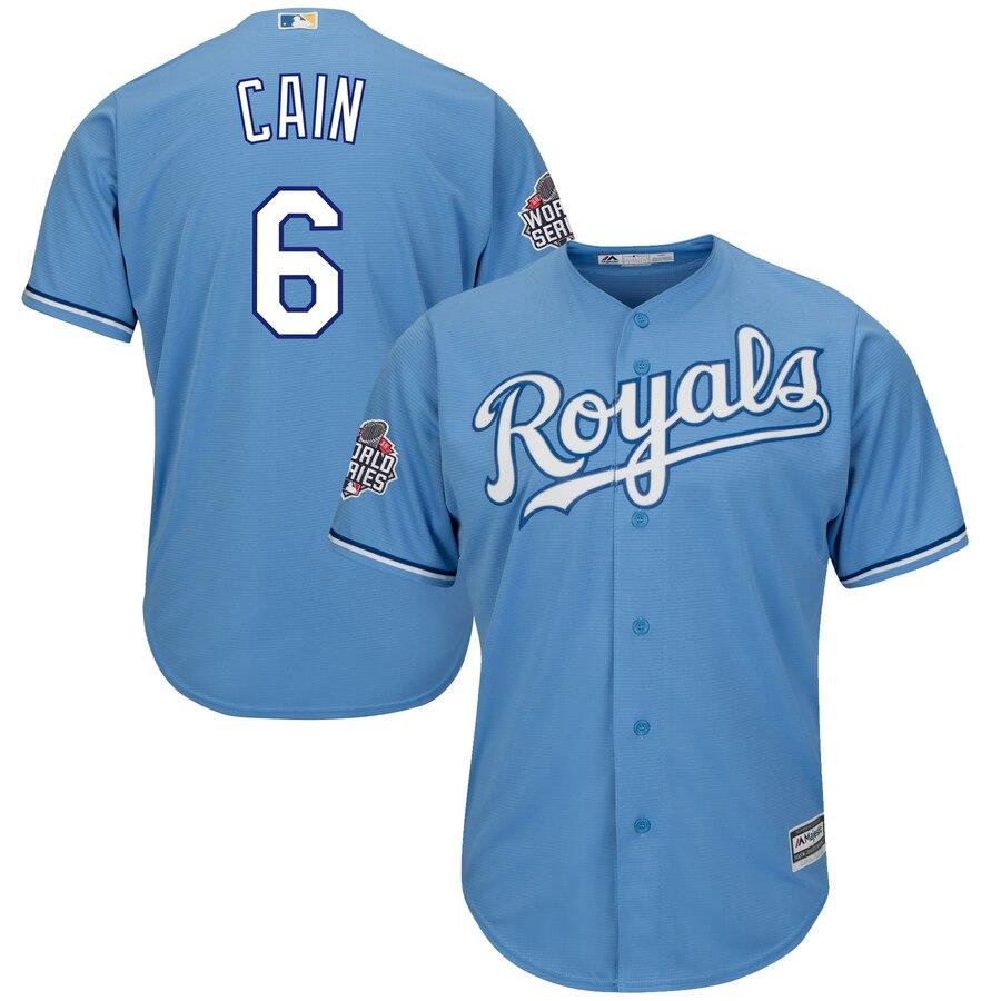 Lorenzo Cain Kansas City Royals Majestic 2015 World Series Bound Cool Base Jersey - Light Blue 2019