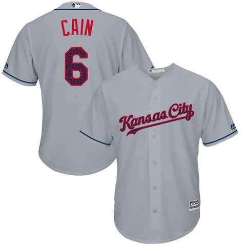 Lorenzo Cain Kansas City Royals Majestic Fashion Stars &amp; Stripes Cool Base Player Jersey - Gray 2019