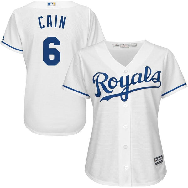 Lorenzo Cain Kansas City Royals Majestic Women's Cool Base Player Jersey - White 2019