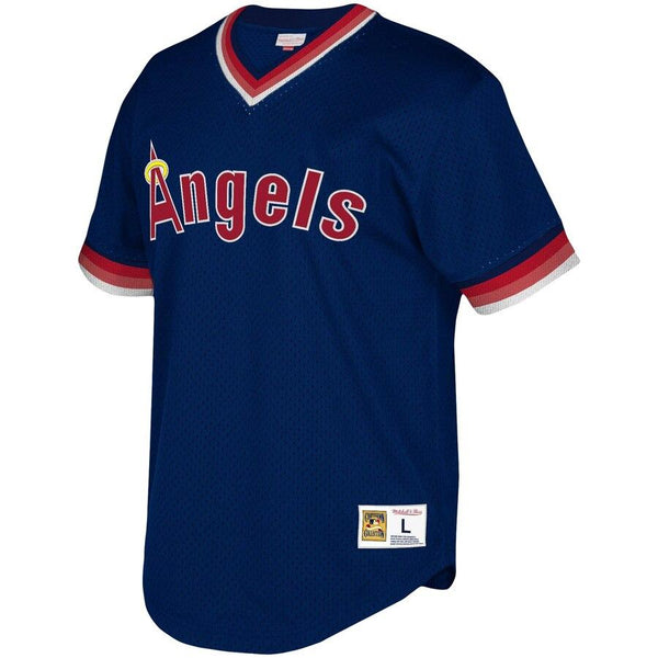 Los Angeles Angels Mitchell &amp; Ness Youth Cooperstown Collection Mesh Wordmark V-Neck Jersey – Navy 2019