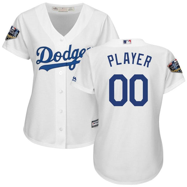 Los Angeles Dodgers Majestic Women's World Series Cool Base Custom Jersey – White 2019