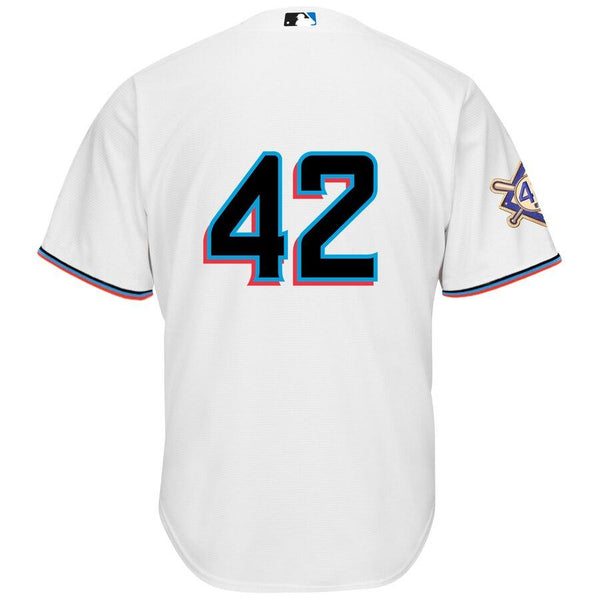 Miami Marlins Majestic 2019 Jackie Robinson Day Official Cool Base Jersey – White 2019