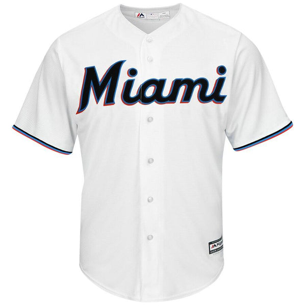 Miami Marlins Majestic Home 2019 Cool Base Custom Jersey – White 2019