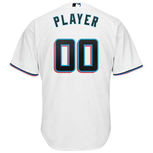 Miami Marlins Majestic Home 2019 Cool Base Custom Jersey – White 2019