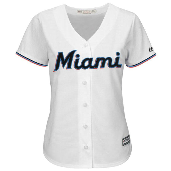 Miami Marlins Majestic Women's Home 2019 Cool Base Custom Jersey – White 2019