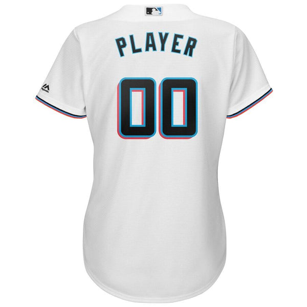 Miami Marlins Majestic Women's Home 2019 Cool Base Custom Jersey – White 2019