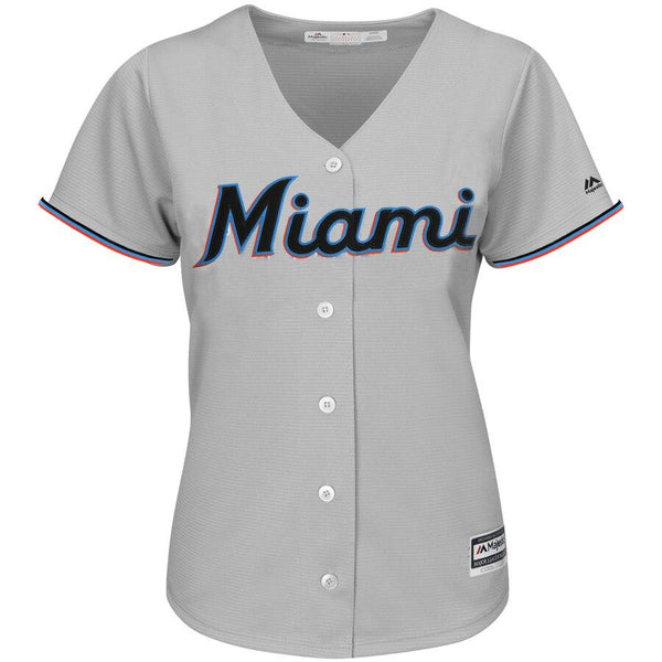 Miami Marlins Majestic Women's Road Team Cool Base Jersey - Gray 2019