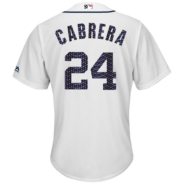 Miguel Cabrera Detroit Tigers Majestic Stars &amp; Stripes Cool Base Player Jersey - White 2019