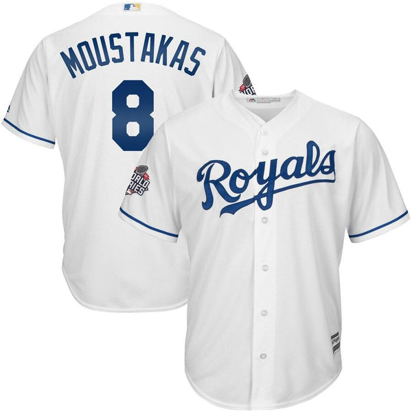 Mike Moustakas Kansas City Royals Majestic World Series Replica Cool Base Jersey - White 2019