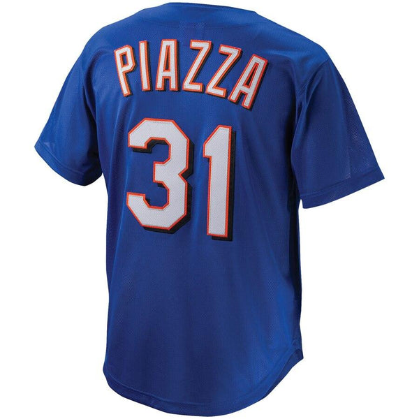 Mike Piazza New York Mets Mitchell &amp; Ness Cooperstown Collection Mesh Batting Practice Button-Up Jersey – Royal 2019