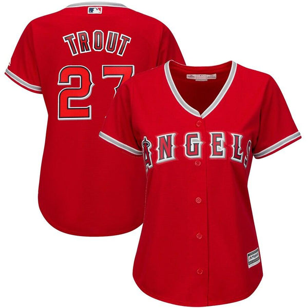 Mike Trout Los Angeles Angels Majestic Women's Cool Base Player Jersey - Scarlet 2019