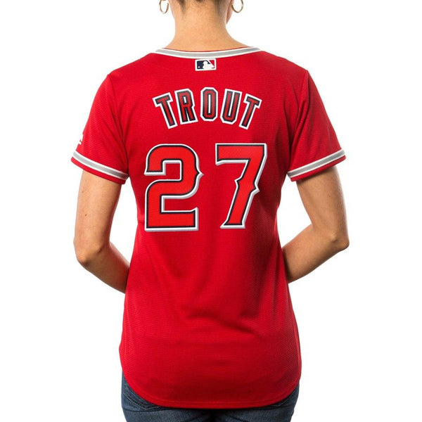 Mike Trout Los Angeles Angels Majestic Women's Cool Base Player Jersey - Scarlet 2019