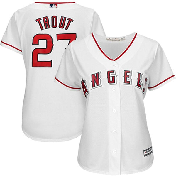 Mike Trout Los Angeles Angels Majestic Women's Cool Base Player Jersey - White 2019