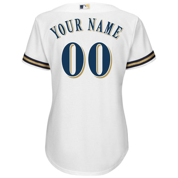 Milwaukee Brewers Majestic Women's Home Cool Base Custom Jersey - White 2019