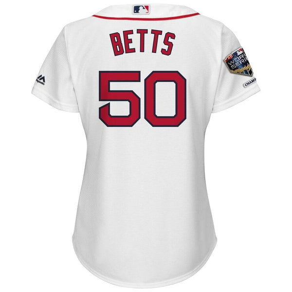 Mookie Betts Boston Red Sox Majestic Women's World Series Champions Home Cool Base Player Jersey – White 2019