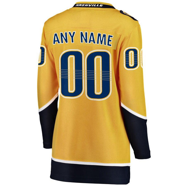 Nashville Predators Women's Home Breakaway Custom Jersey - Yellow 2019